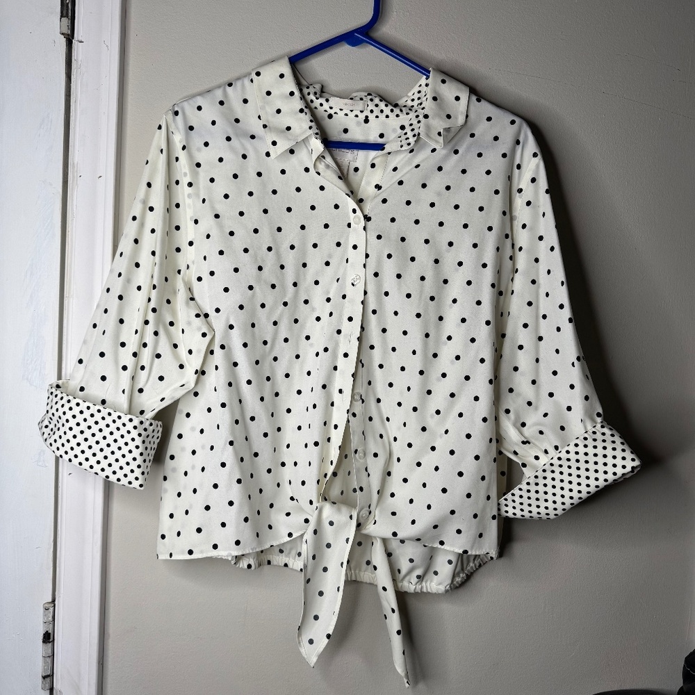 Chico’s Women’s Polka Dot Button-Down Shirt – Size 3